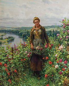 A Maid in Her Garden by Daniel Ridgway Knight